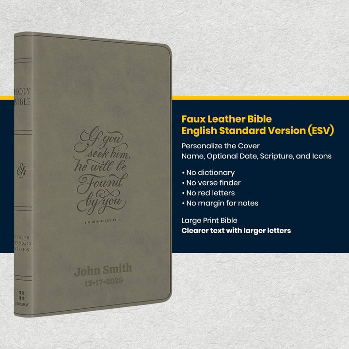 Custom Personalized Church Bible ESV Thinline Bible Large Print | Chronicle Gray - Shepherds Shelf