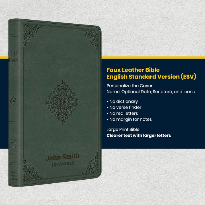 Custom Personalized Church Bible ESV Thinline Bible Large Print | Forest Green - Shepherds Shelf
