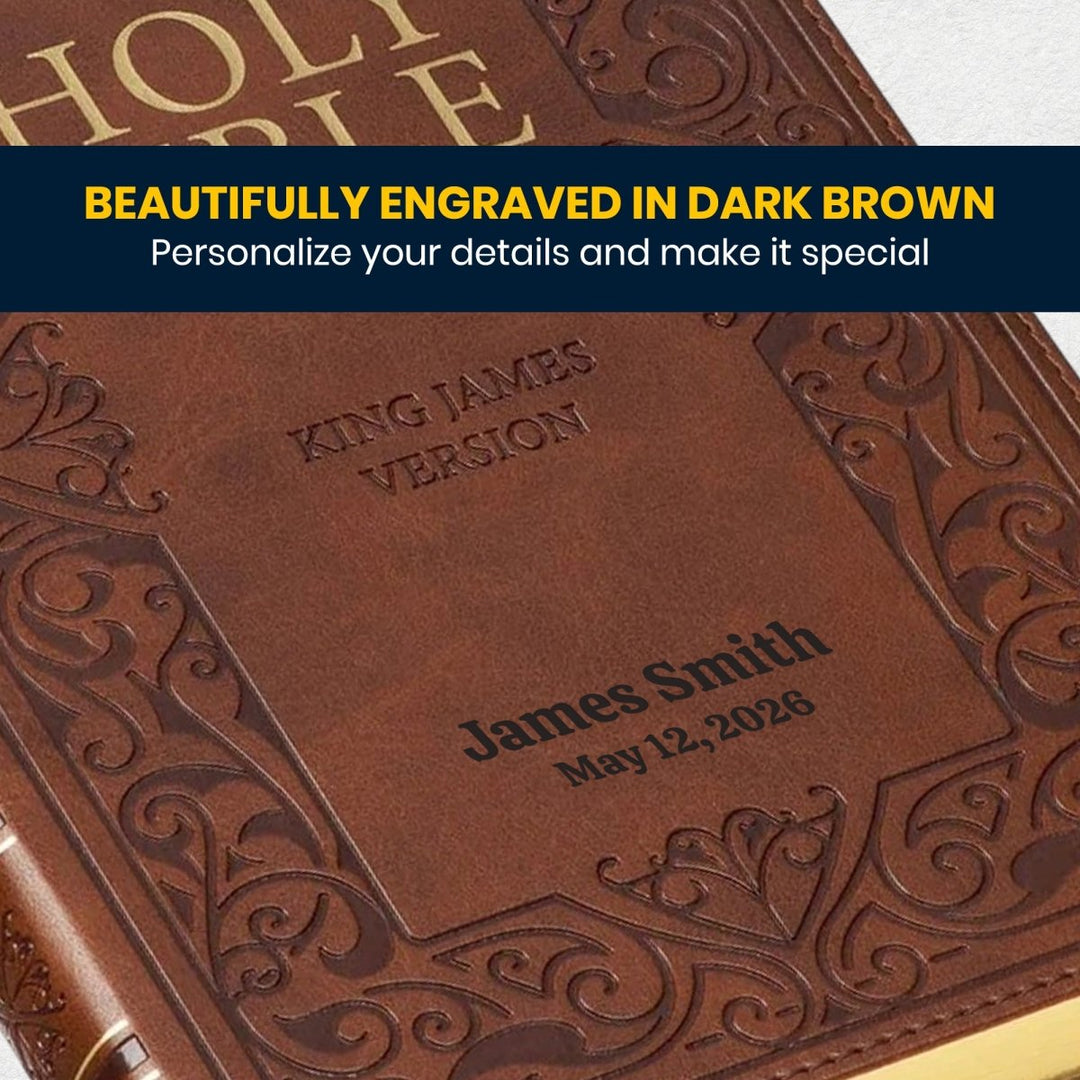 Custom Personalized Church Bible KJV Deluxe Gift Bible Medium Print | Brown - Shepherds Shelf