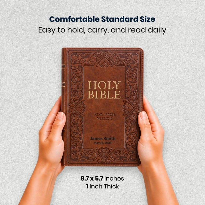 Custom Personalized Church Bible KJV Deluxe Gift Bible Medium Print | Brown - Shepherds Shelf