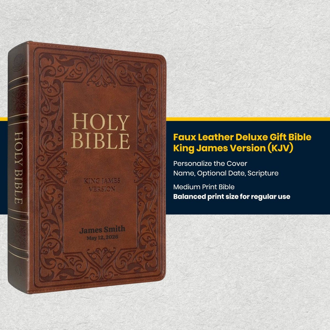 Custom Personalized Church Bible KJV Deluxe Gift Bible Medium Print | Brown - Shepherds Shelf