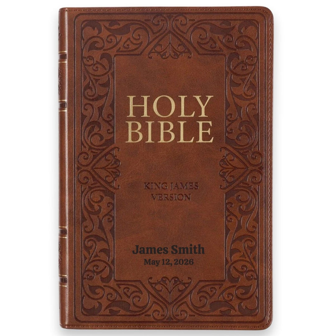 Custom Personalized Church Bible KJV Deluxe Gift Bible Medium Print | Brown - Shepherds Shelf