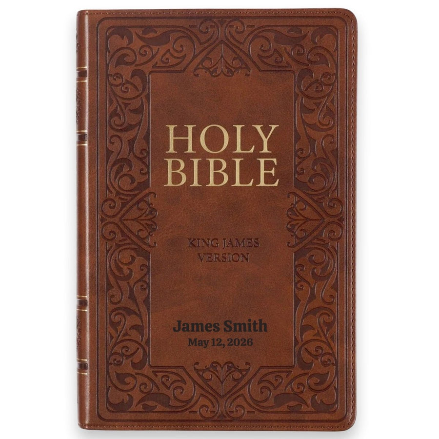 Custom Personalized Church Bible KJV Deluxe Gift Bible Medium Print | Brown - Shepherds Shelf