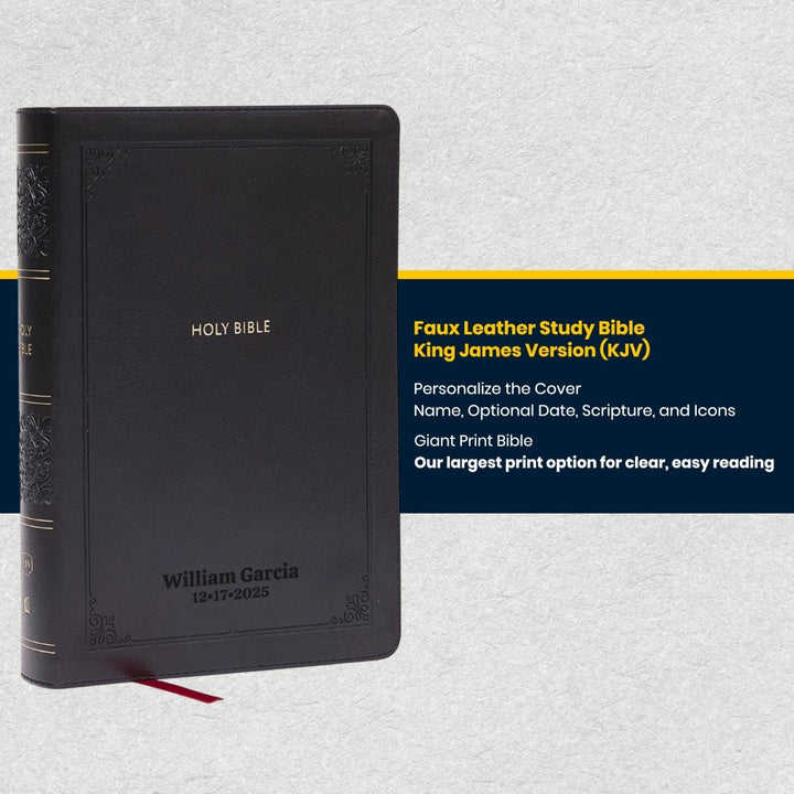 Custom Personalized Church Bible KJV End-of-Verse Reference Bible Giant Print | Black - Shepherds Shelf