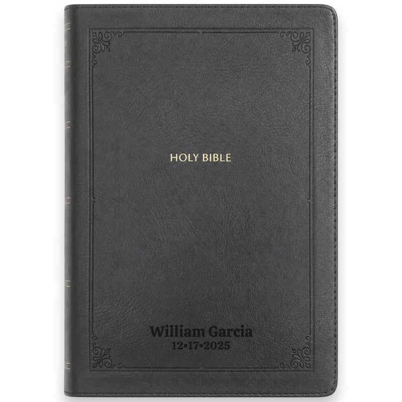Custom KJV Giant Print End-of-Verse Reference Bible in Faux Leather Black | Christian Gift for Bible Study
