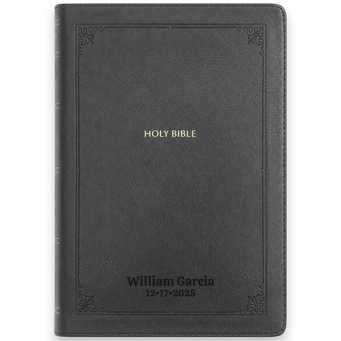 Custom KJV Giant Print End-of-Verse Reference Bible in Faux Leather Black | Christian Gift for Bible Study