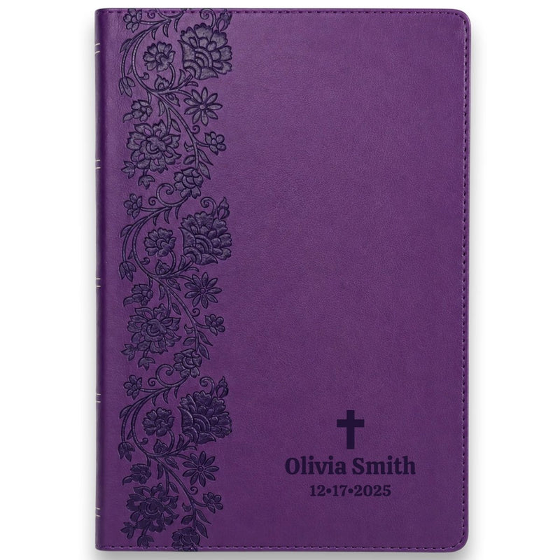 Custom KJV Giant Print End-of-Verse Reference Bible in Faux Leather Purple | Christian Gift for Bible Study