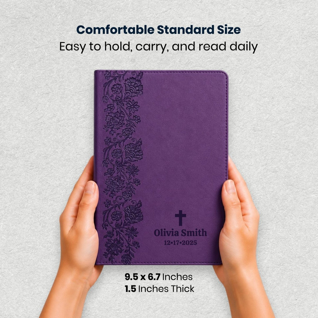 Custom Personalized Church Bible KJV End-of-Verse Reference Bible Giant Print | Purple - Shepherds Shelf
