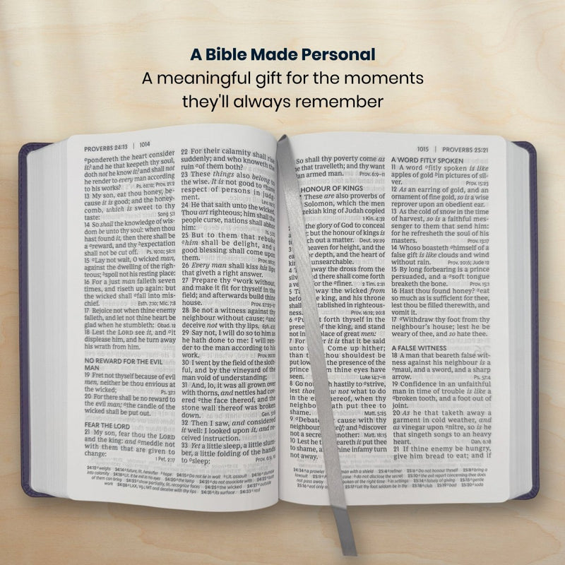 Custom KJV Giant Print End-of-Verse Reference Bible in Faux Leather Purple | Christian Gift for Bible Study