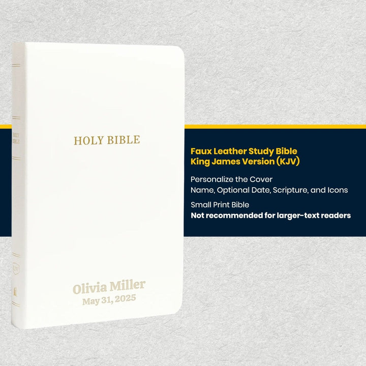 Custom Personalized Church Bible KJV Gift and Award Bible Small Print | White - Shepherds Shelf
