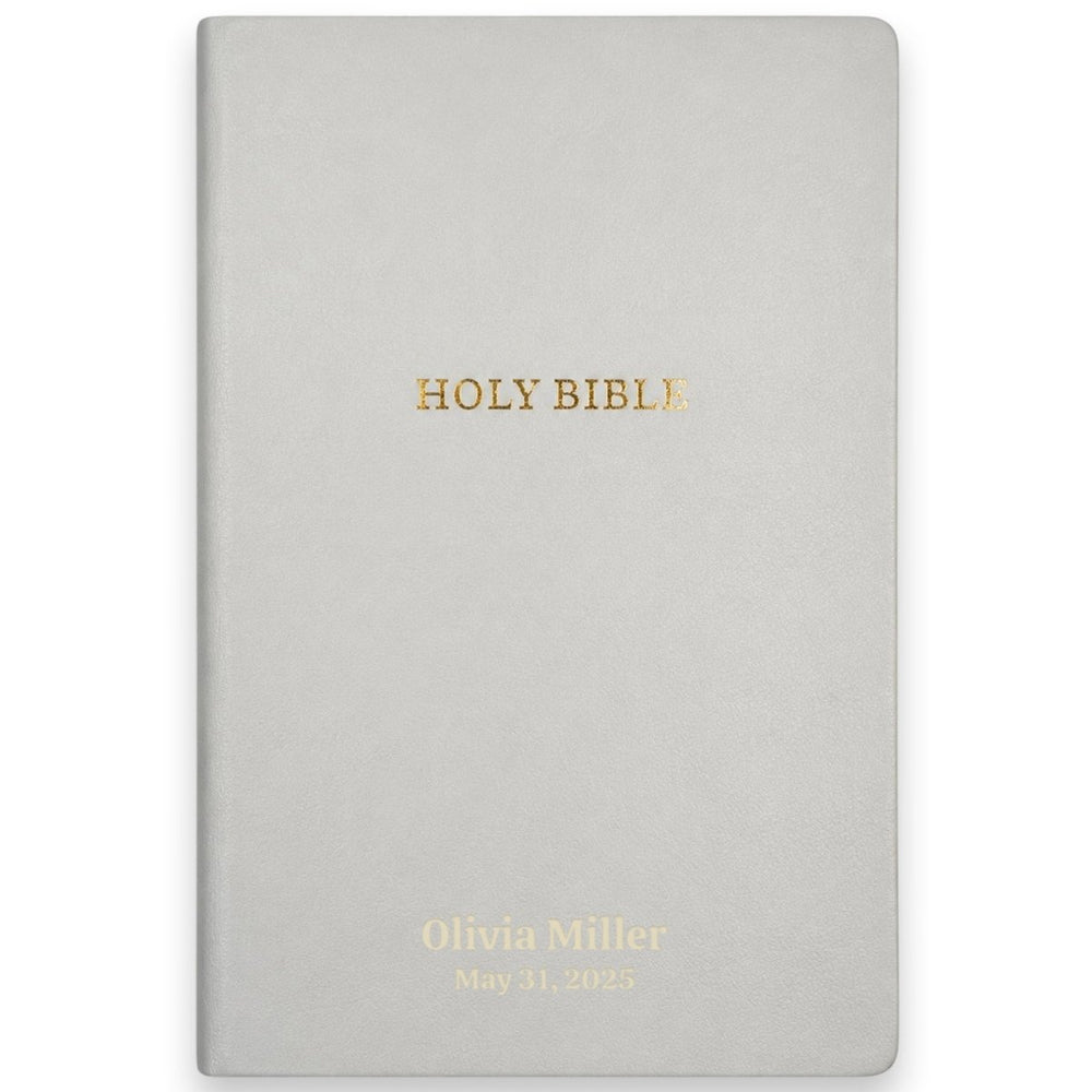 Custom KJV Small Print Gift and Award Bible in Faux Leather White with Dictionary and Concordance Included | Christian Gift for Baptism