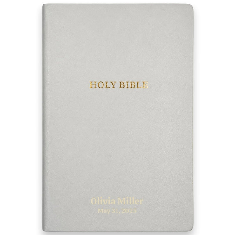 Custom KJV Small Print Gift and Award Bible in Faux Leather White with Dictionary and Concordance Included | Christian Gift for Baptism