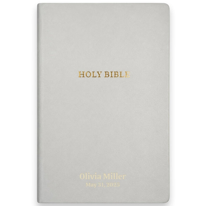 Custom KJV Small Print Gift and Award Bible in Faux Leather White with Dictionary and Concordance Included | Christian Gift for Baptism