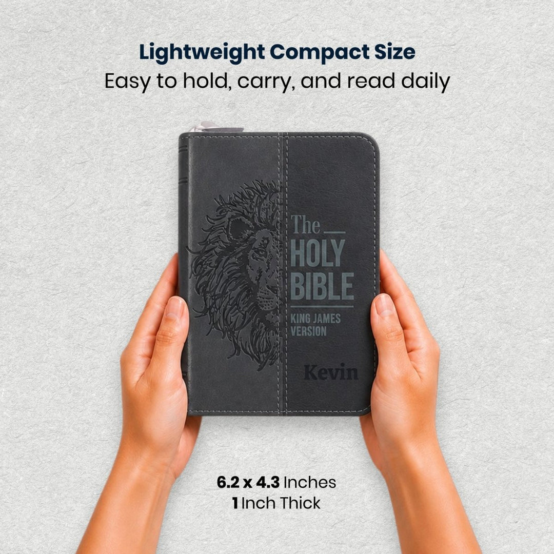 Custom Personalized Church Bible KJV Pocket Bible with Zipper Closure Extra Small Print | Black - Shepherds Shelf