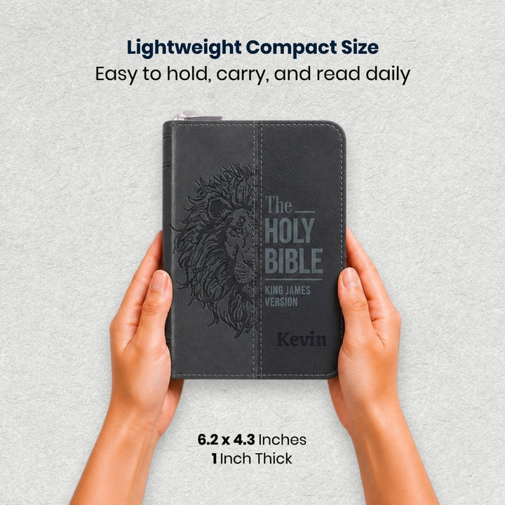 Custom Personalized Church Bible KJV Pocket Bible with Zipper Closure Extra Small Print | Black - Shepherds Shelf