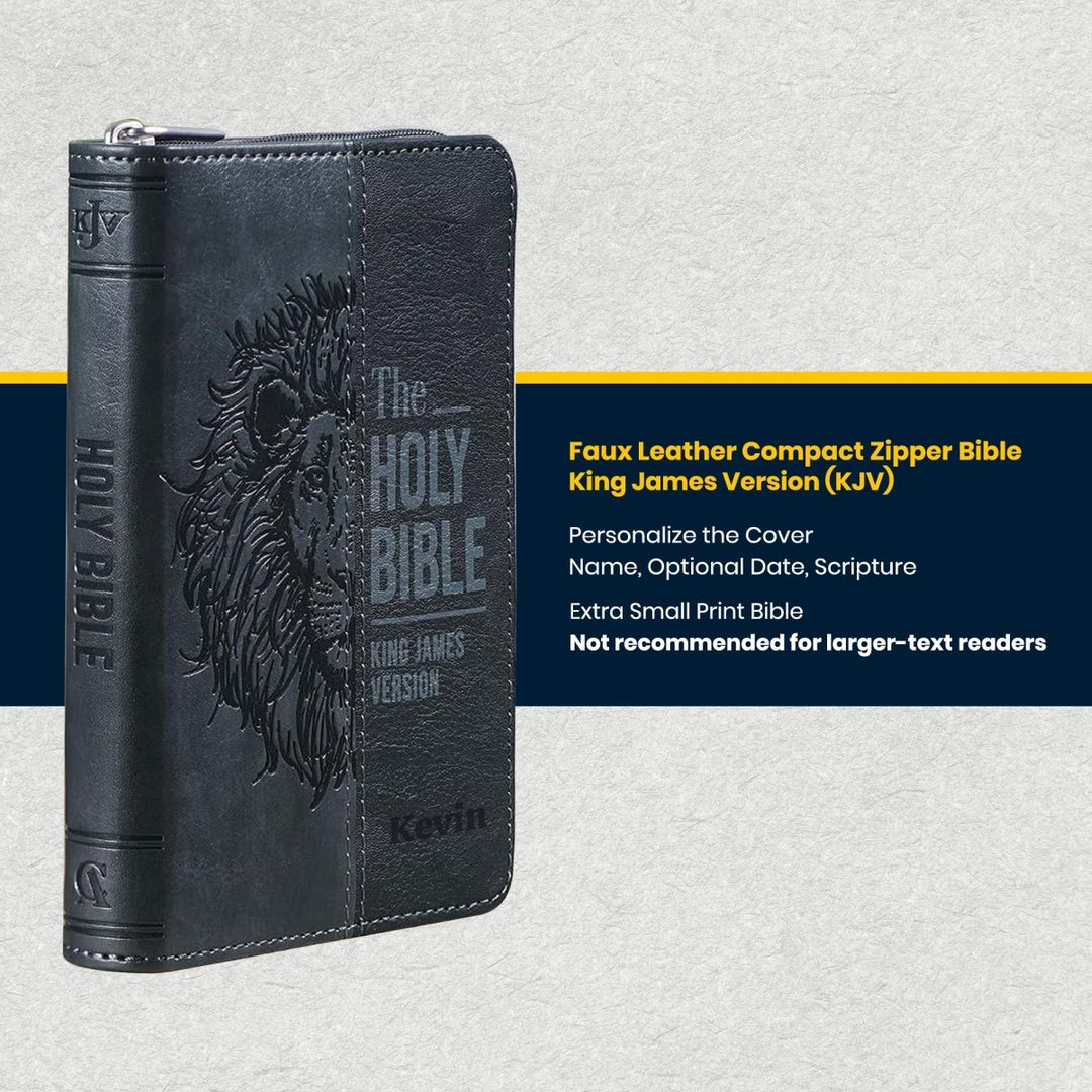 Custom Personalized Church Bible KJV Pocket Bible with Zipper Closure Extra Small Print | Black - Shepherds Shelf
