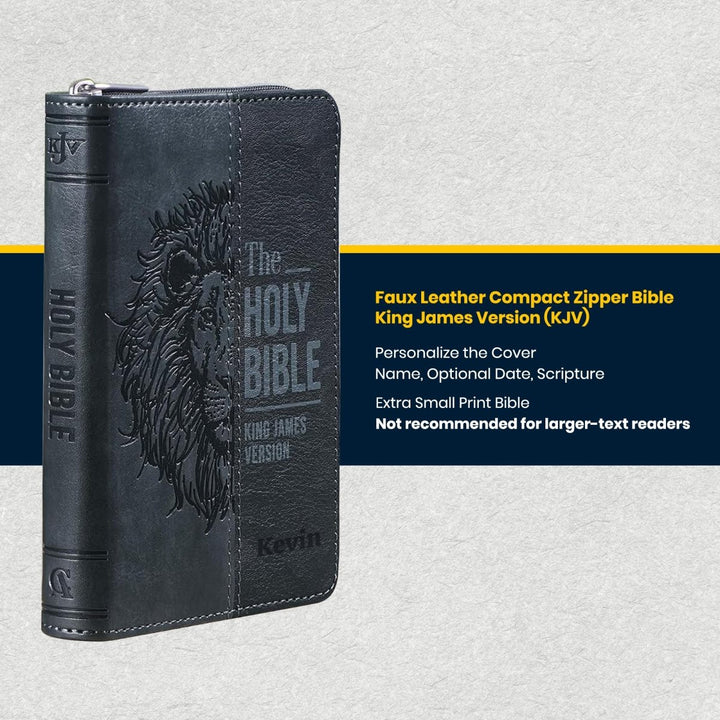 Custom Personalized Church Bible KJV Pocket Bible with Zipper Closure Extra Small Print | Black - Shepherds Shelf