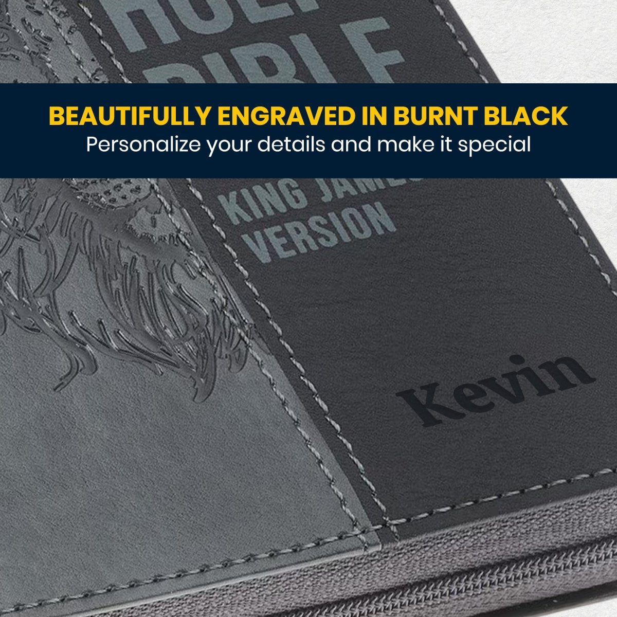 Custom Personalized Church Bible KJV Pocket Bible with Zipper Closure Extra Small Print | Black - Shepherds Shelf