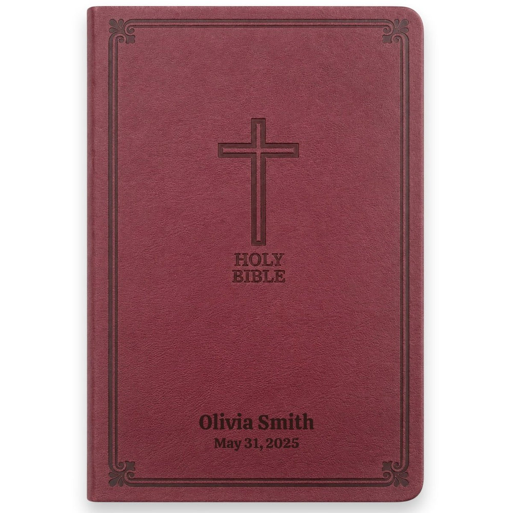 Custom KJV Large Print Reference Bible in Faux Leather Burgundy | Christian Gift for Bible Study