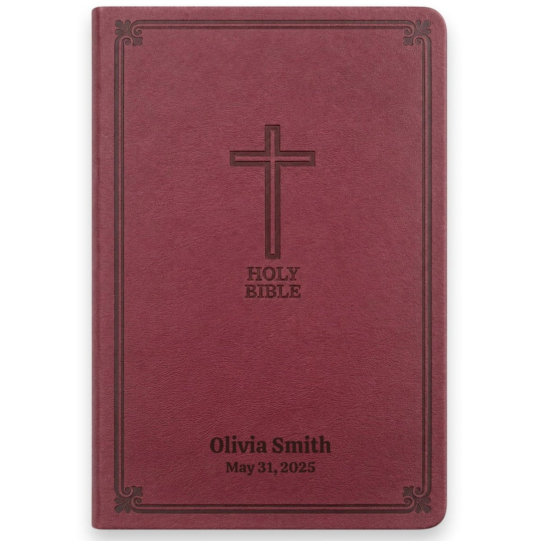 Custom Personalized Church Bible KJV Reference Bible Large Print | Burgundy - Shepherds Shelf