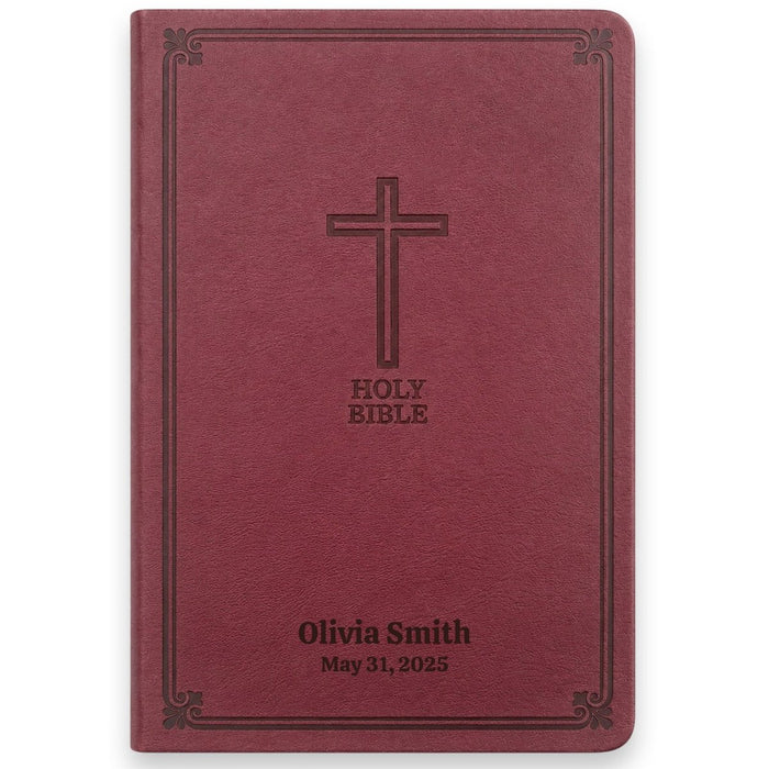 Custom KJV Large Print Reference Bible in Faux Leather Burgundy | Christian Gift for Bible Study