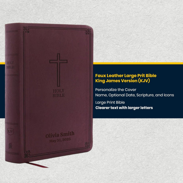 Custom Personalized Church Bible KJV Reference Bible Large Print | Burgundy - Shepherds Shelf