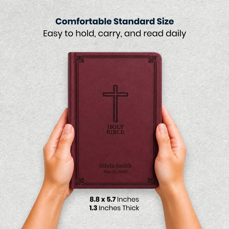 Custom KJV Large Print Reference Bible in Faux Leather Burgundy | Christian Gift for Bible Study