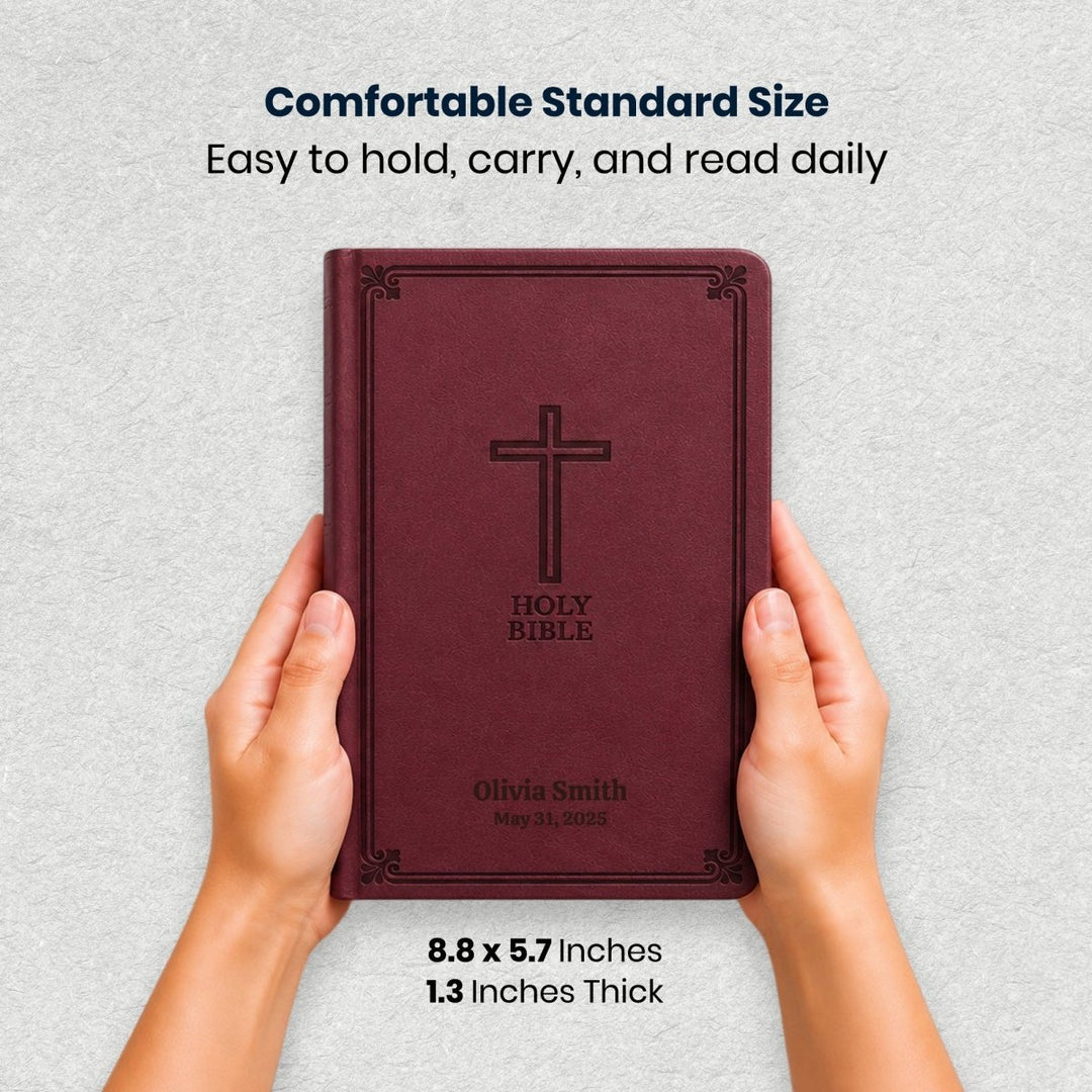 Custom Personalized Church Bible KJV Reference Bible Large Print | Burgundy - Shepherds Shelf