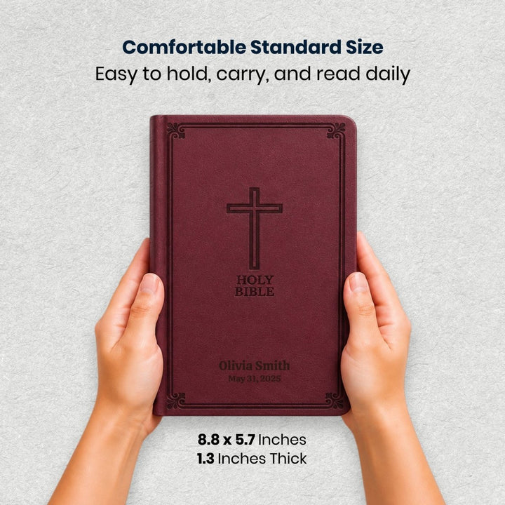 Custom Personalized Church Bible KJV Reference Bible Large Print | Burgundy - Shepherds Shelf