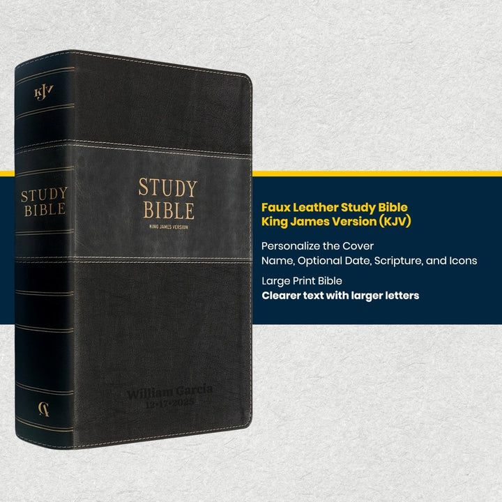 Custom Personalized Church Bible KJV Study Bible Large Print | Black - Shepherds Shelf