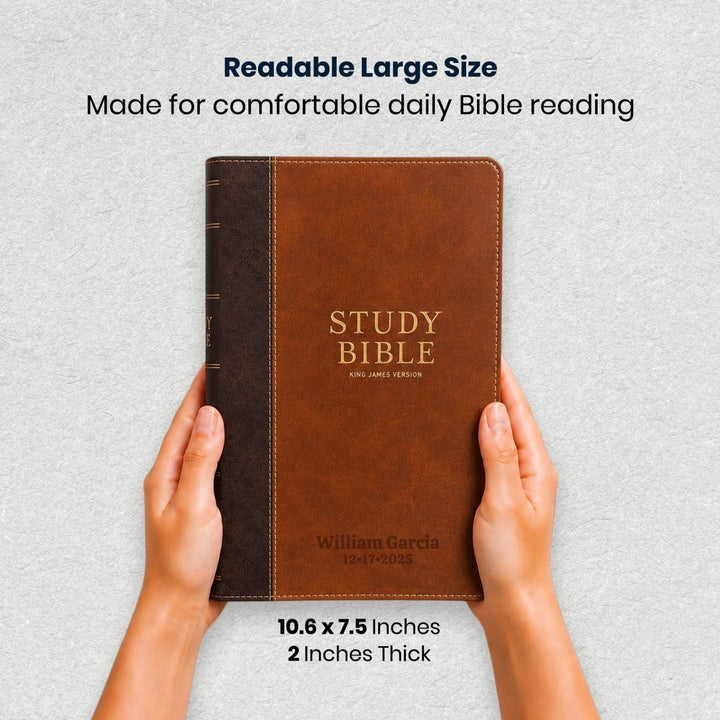 Custom Personalized Church Bible KJV Study Bible Large Print | Brown - Shepherds Shelf