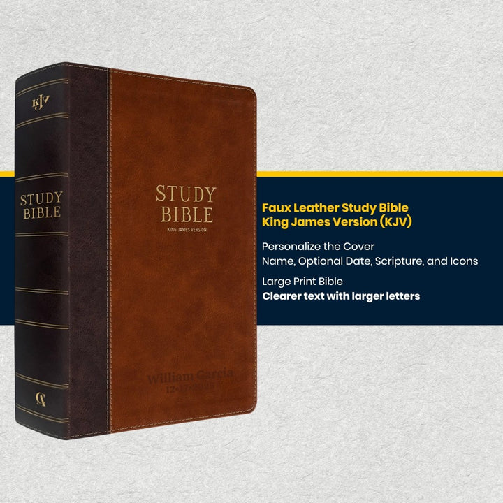 Custom Personalized Church Bible KJV Study Bible Large Print | Brown - Shepherds Shelf
