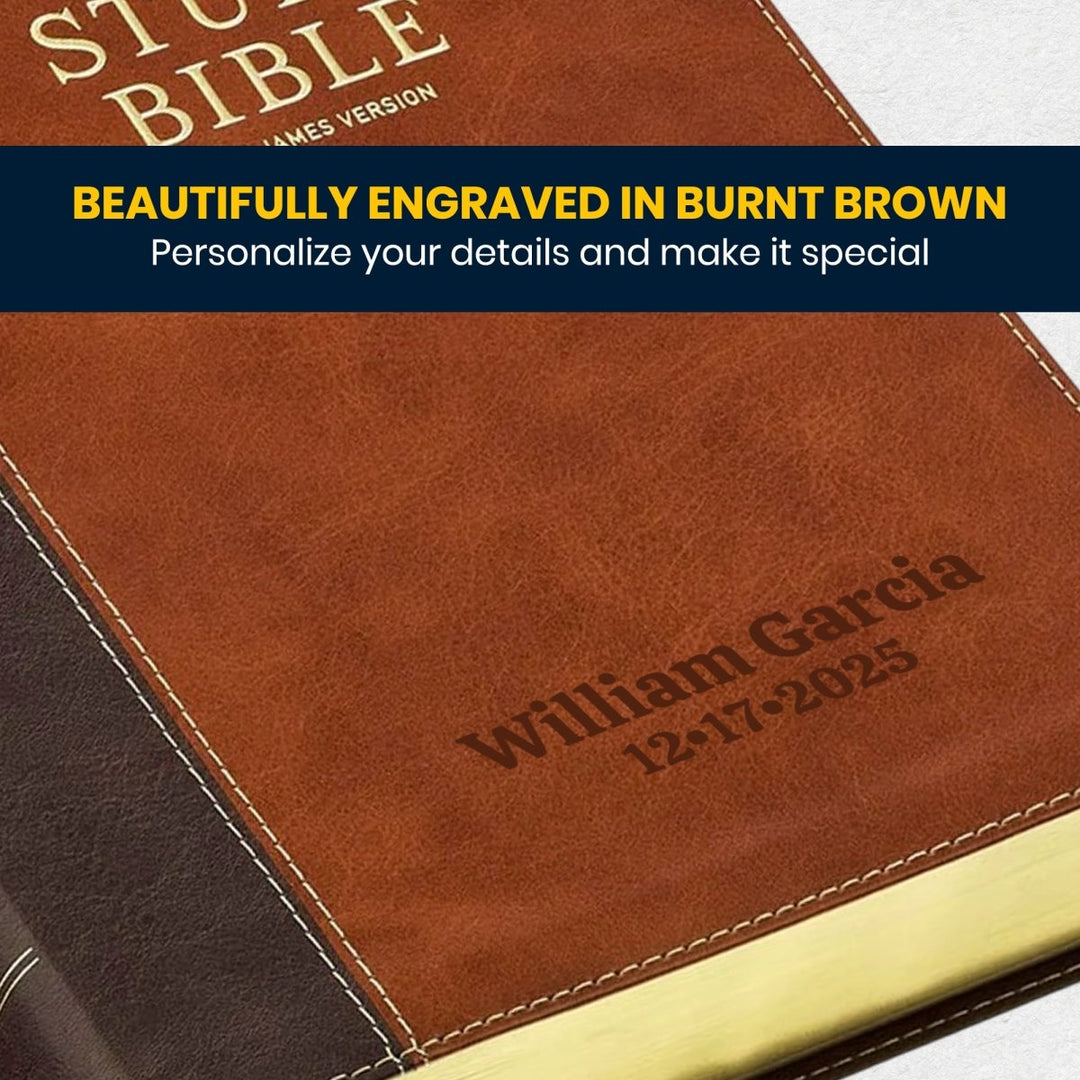 Custom Personalized Church Bible KJV Study Bible Large Print | Brown - Shepherds Shelf
