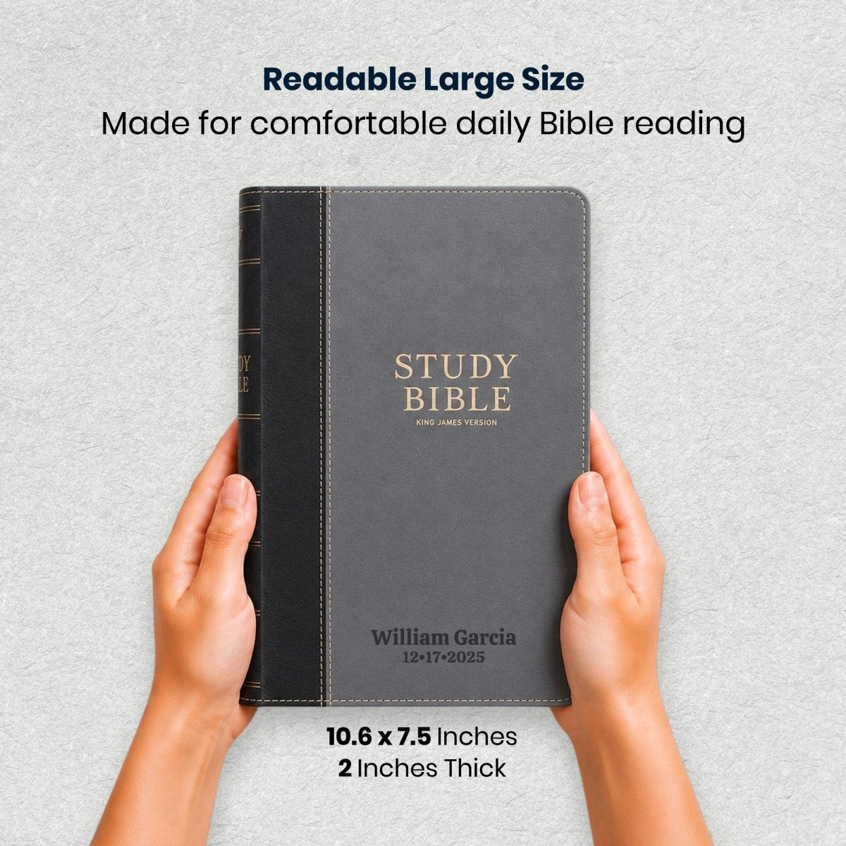 Custom Personalized Church Bible KJV Study Bible Large Print | Grey - Shepherds Shelf