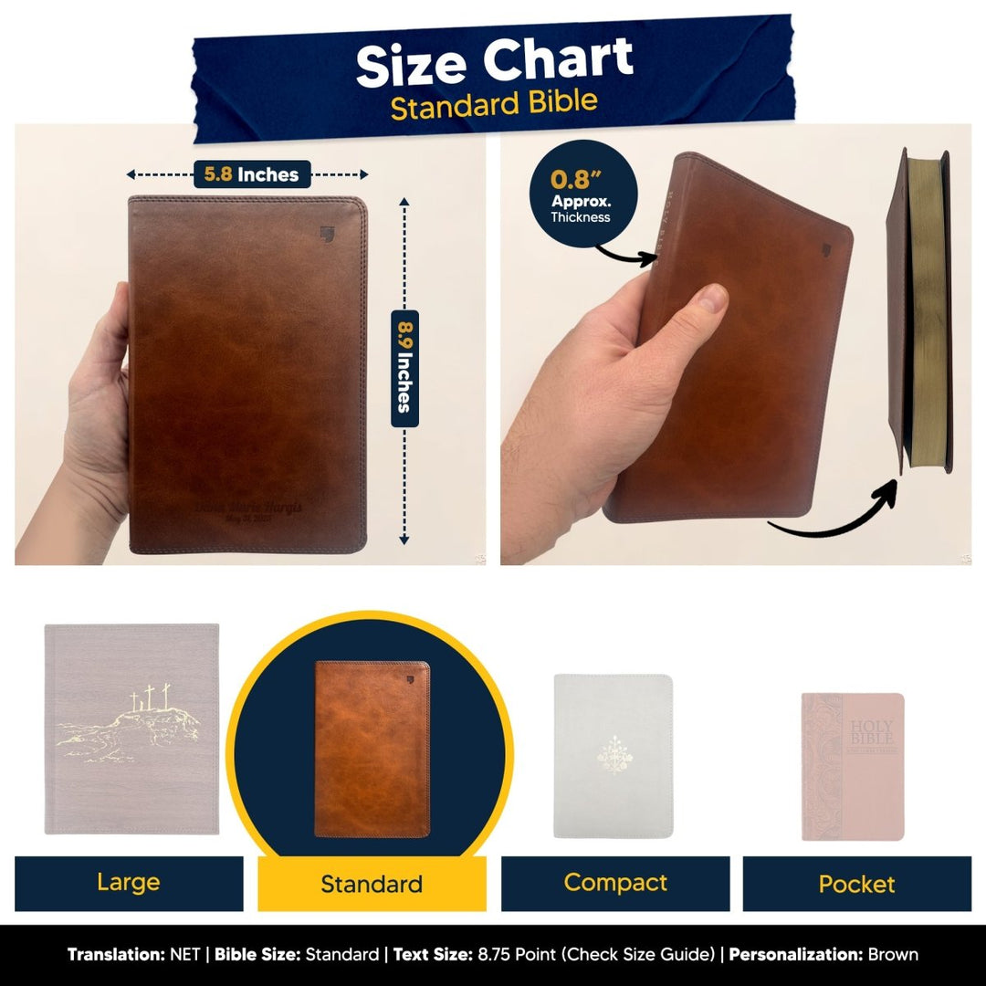 Custom Personalized Church Bible NET Thinline Bible Medium Print | Brown - Shepherds Shelf