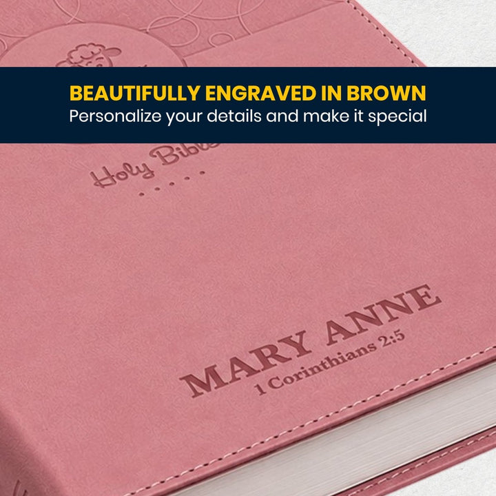 Custom Personalized Church Bible NIV Baby Gift Bible Medium Print | Pink - Shepherds Shelf