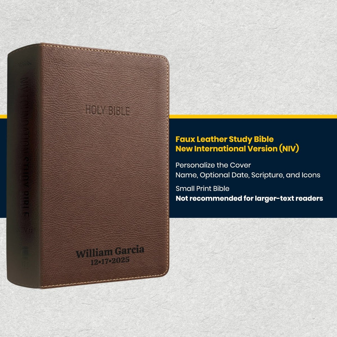 Custom Personalized Church Bible NIV Foundation Study Bible Small Print | Brown - Shepherds Shelf