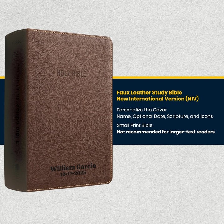 Custom Personalized Church Bible NIV Foundation Study Bible Small Print | Brown - Shepherds Shelf