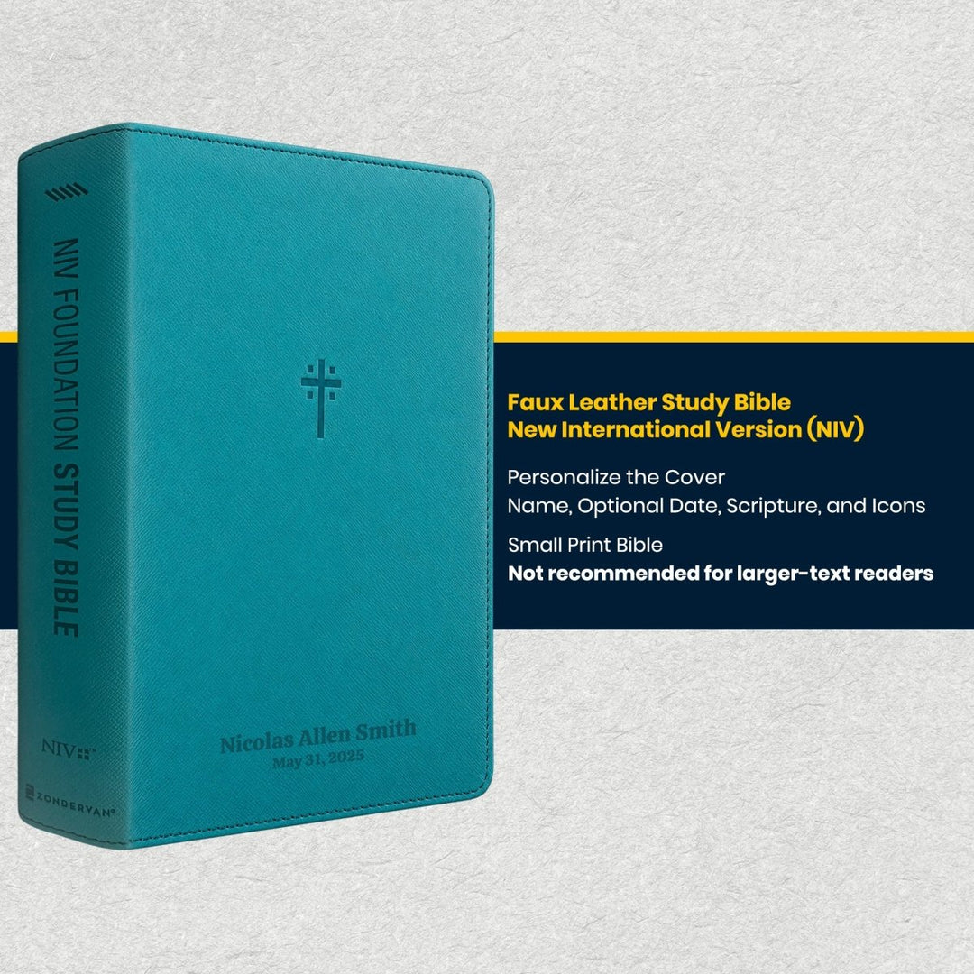 Custom Personalized Church Bible NIV Foundation Study Bible Small Print | Teal - Shepherds Shelf