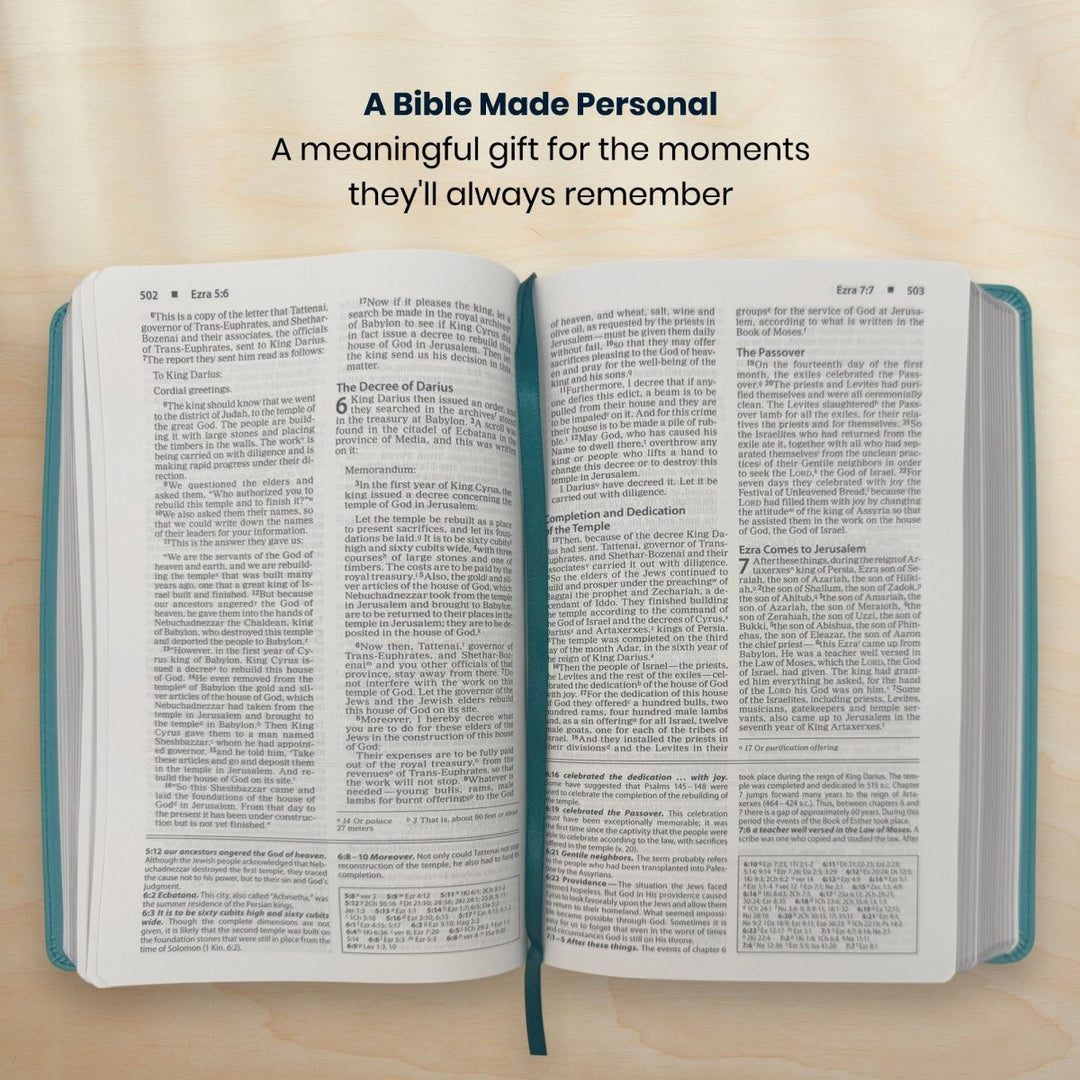 Custom Personalized Church Bible NIV Foundation Study Bible Small Print | Teal - Shepherds Shelf