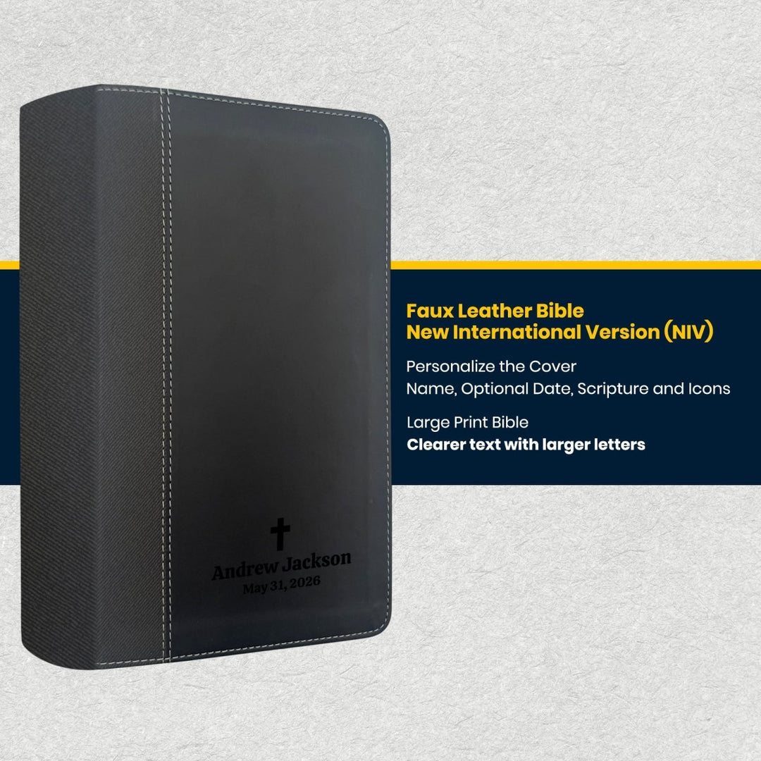 Custom Personalized Church Bible NIV Large Print | Black - Shepherds Shelf