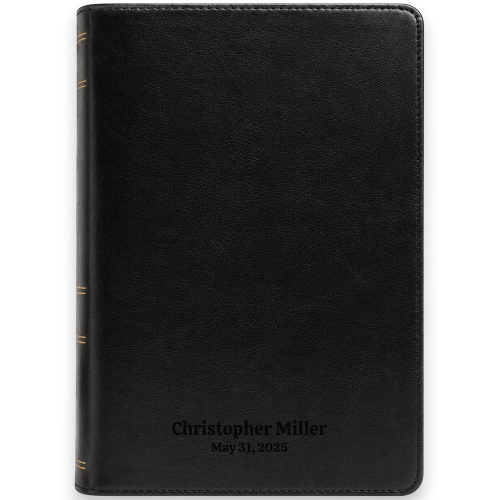 Custom NKJV Medium Print All-in-One Study Bible in Faux Leather Black | Christian Gift for Bible Study