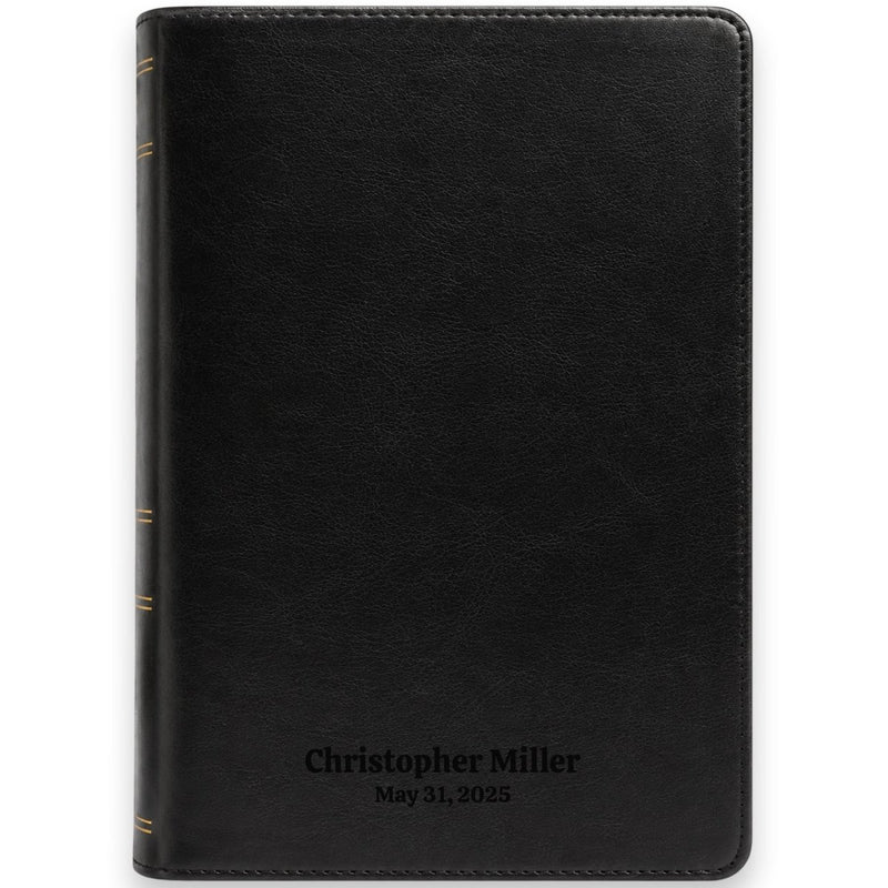 Custom NKJV Medium Print All-in-One Study Bible in Faux Leather Black | Christian Gift for Bible Study