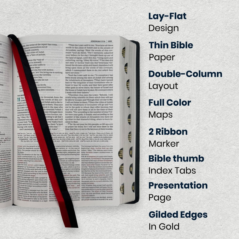 Custom NKJV Medium Print All-in-One Study Bible in Faux Leather Black | Christian Gift for Bible Study
