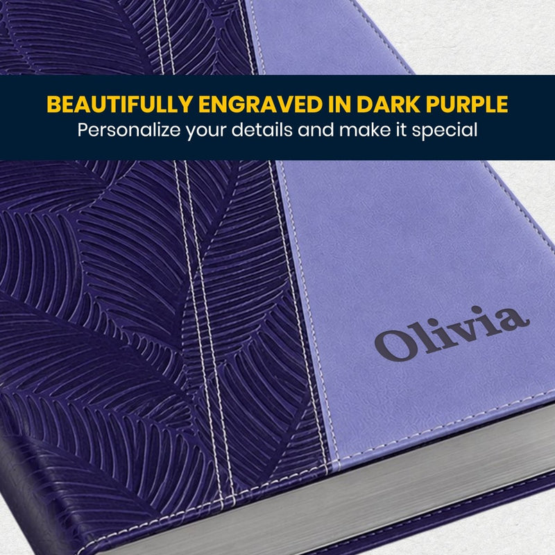Custom NKJV Medium Print All-in-One Study Bible in Faux Leather Purple | Christian Gift for Bible Study