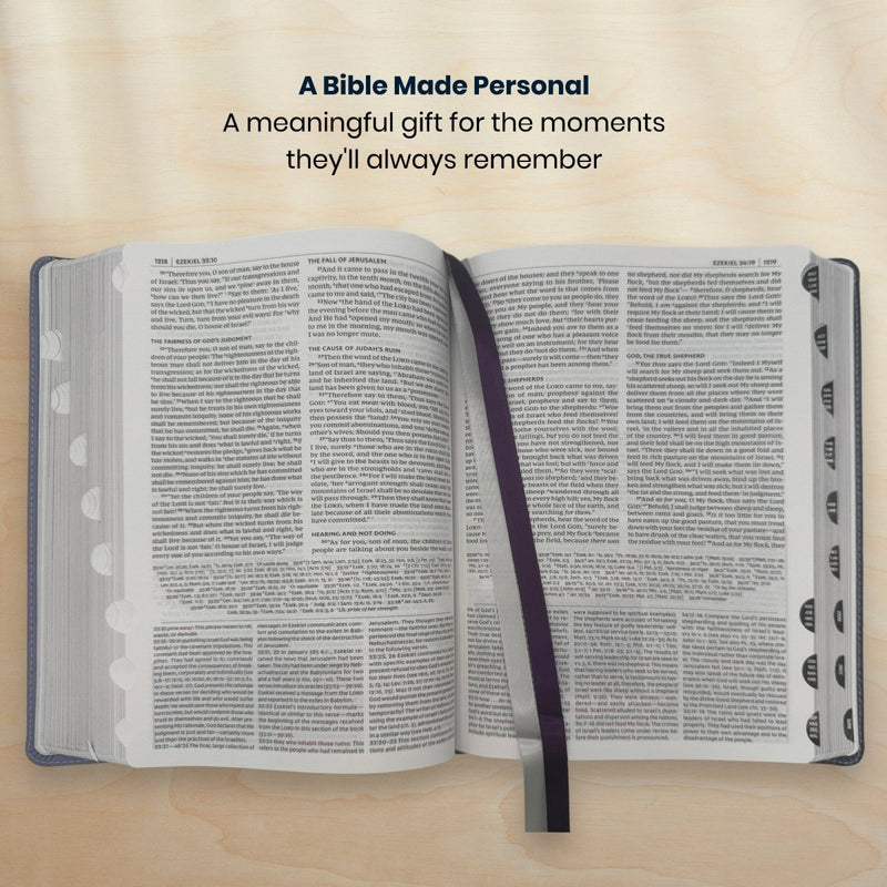 Custom NKJV Medium Print All-in-One Study Bible in Faux Leather Purple | Christian Gift for Bible Study