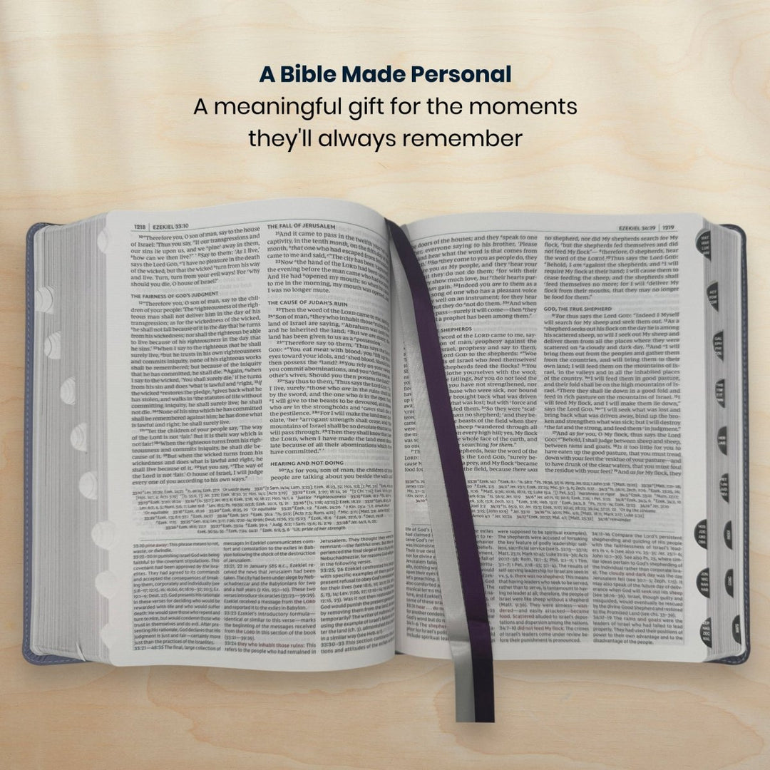 Custom Personalized Church Bible NKJV All-in-One Study Bible Medium Print | Purple - Shepherds Shelf