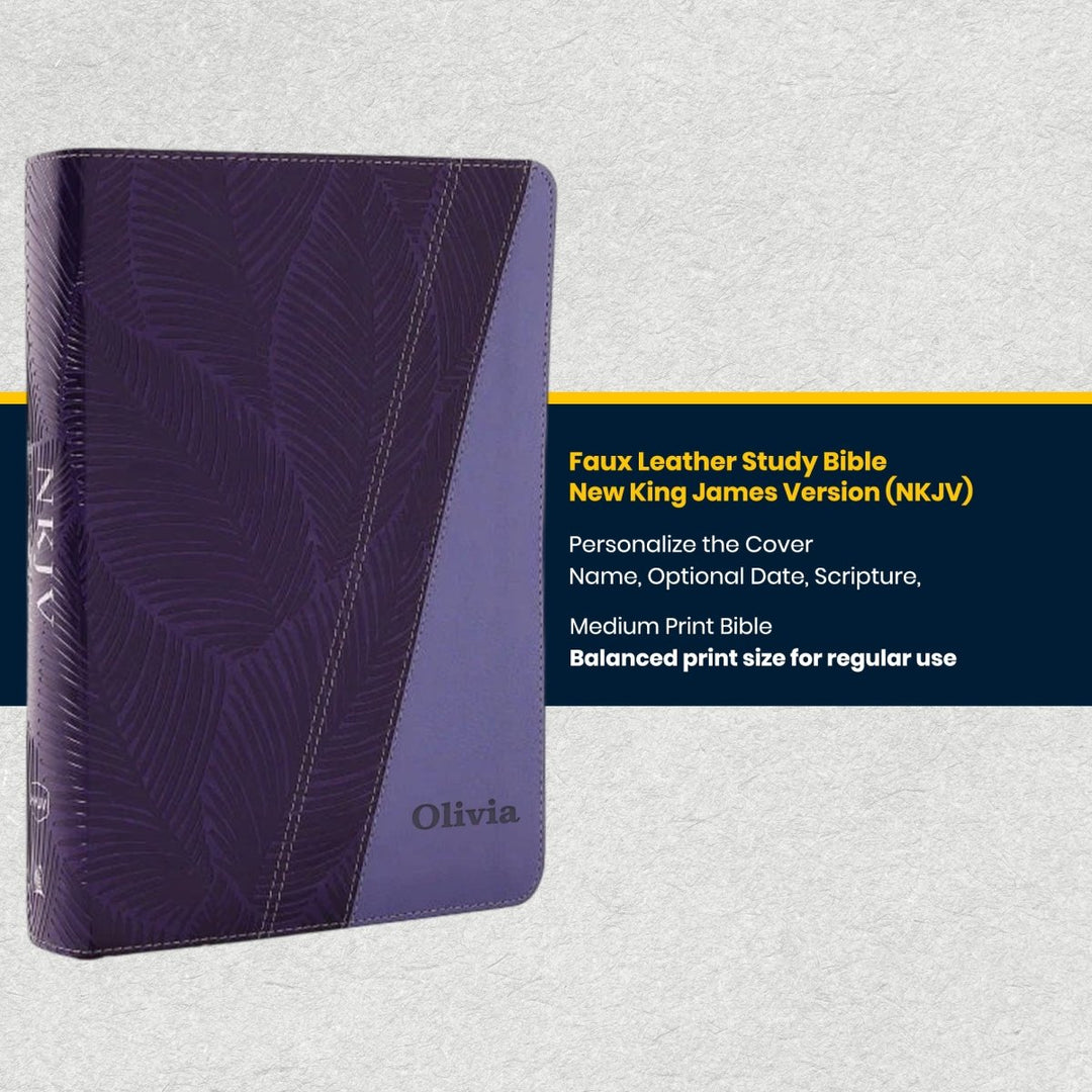 Custom Personalized Church Bible NKJV All-in-One Study Bible Medium Print | Purple - Shepherds Shelf