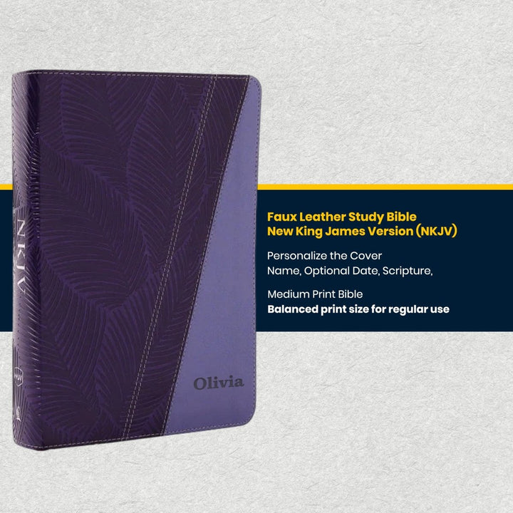 Custom Personalized Church Bible NKJV All-in-One Study Bible Medium Print | Purple - Shepherds Shelf