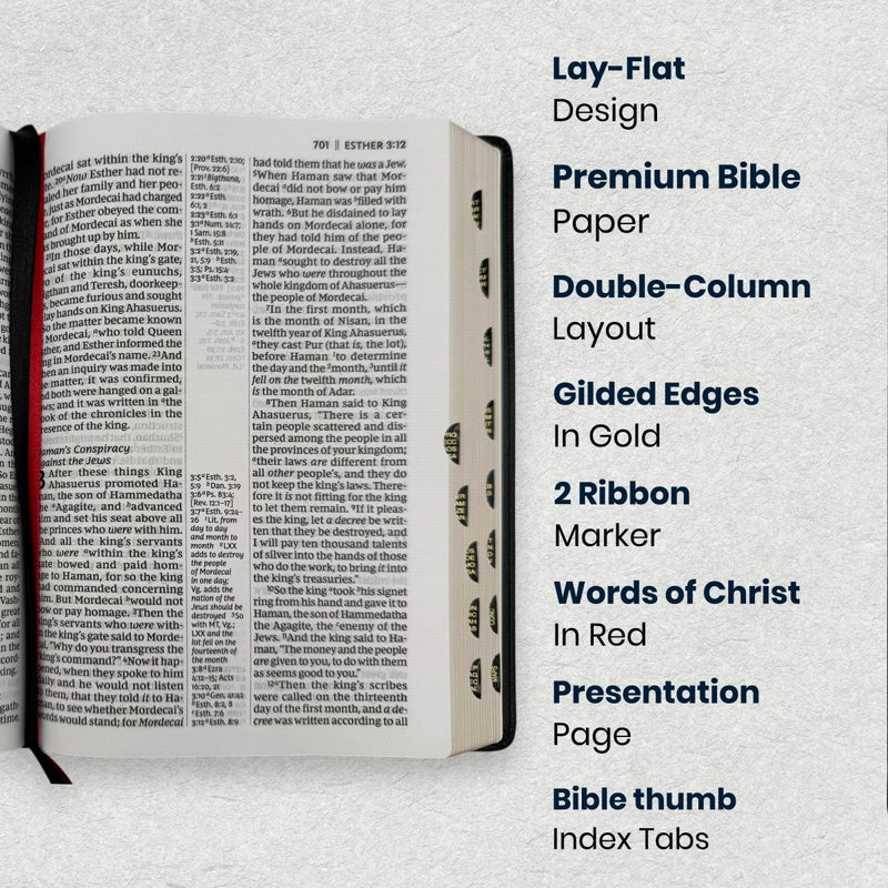 Custom NKJV Large Print Center-Column Reference Bible in Faux Leather Black | Christian Gift for Bible Study